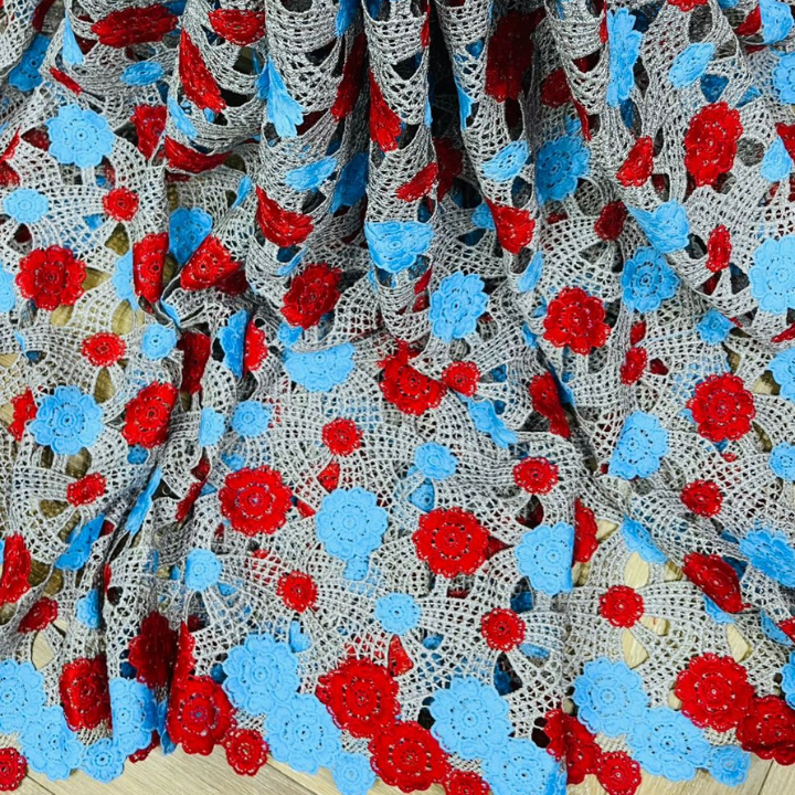 Premium Croatia Floral Guipure Lace Fabric 3D Textured Luxury Embroidery Big Width