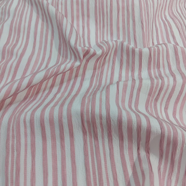 Premium Crush Cotton Striped Fabric Big Width