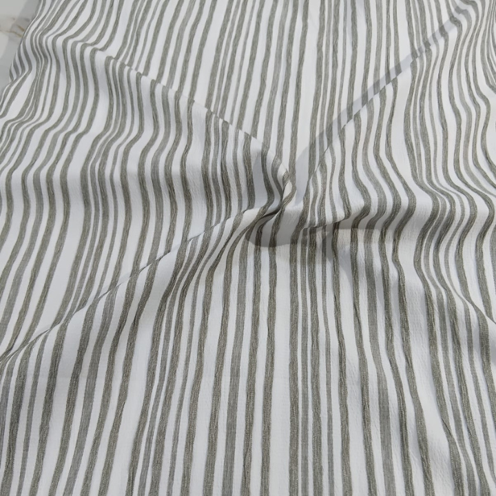 Premium Crush Cotton Striped Fabric Big Width