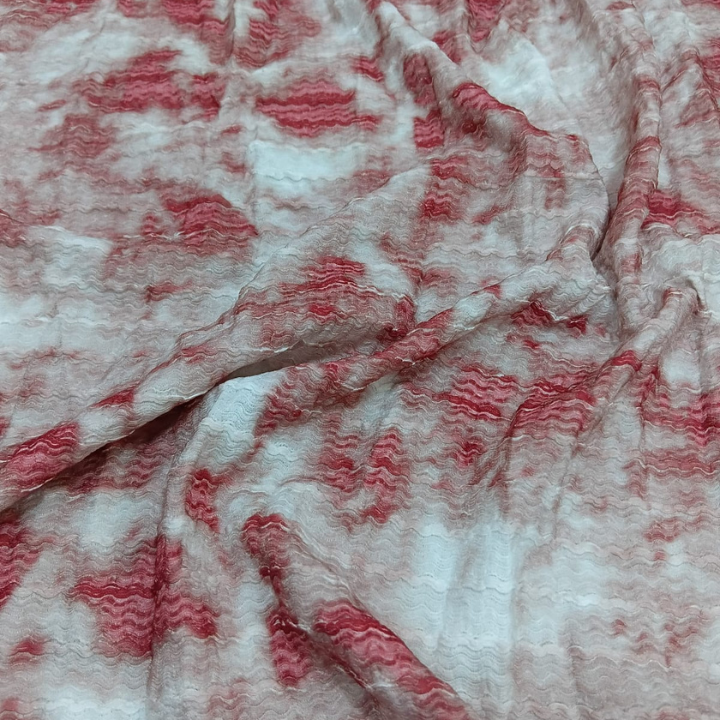 Premium Crushed Wrinkle Lycra Fabric Cloud Tie-Dye Abstract Pattern Big Width