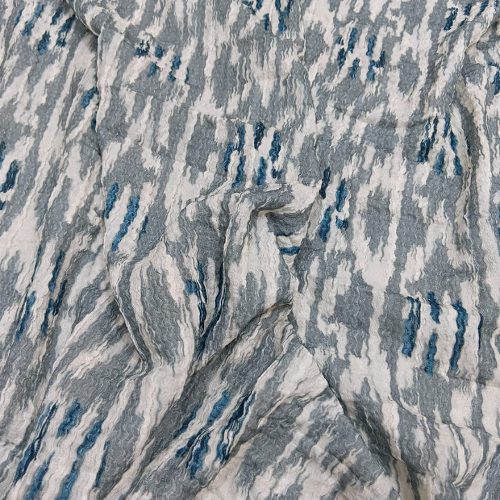 Premium Crushed Wrinkle Lycra Fabric Cloud Tie-Dye Abstract Pattern Big Width