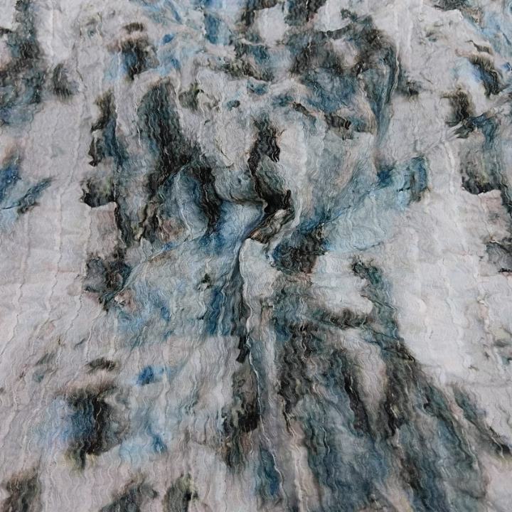 Premium Crushed Wrinkle Lycra Fabric Cloud Tie-Dye Abstract Pattern Big Width