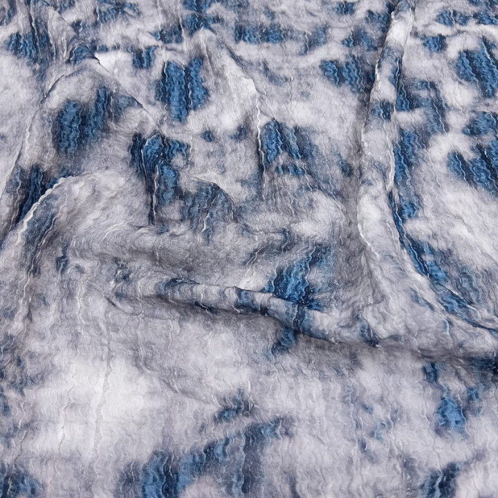 Premium Crushed Wrinkle Lycra Fabric Cloud Tie-Dye Abstract Pattern Big Width