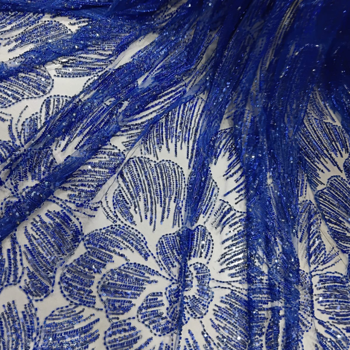 Luxury Floral Net Embroidery Cutdana Fabric Heavy Beadwork Big Width