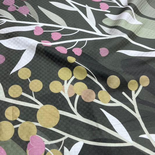 Large Scale Leaf & Berry Print Cotton Dobby High Quality Fabric Big-Width