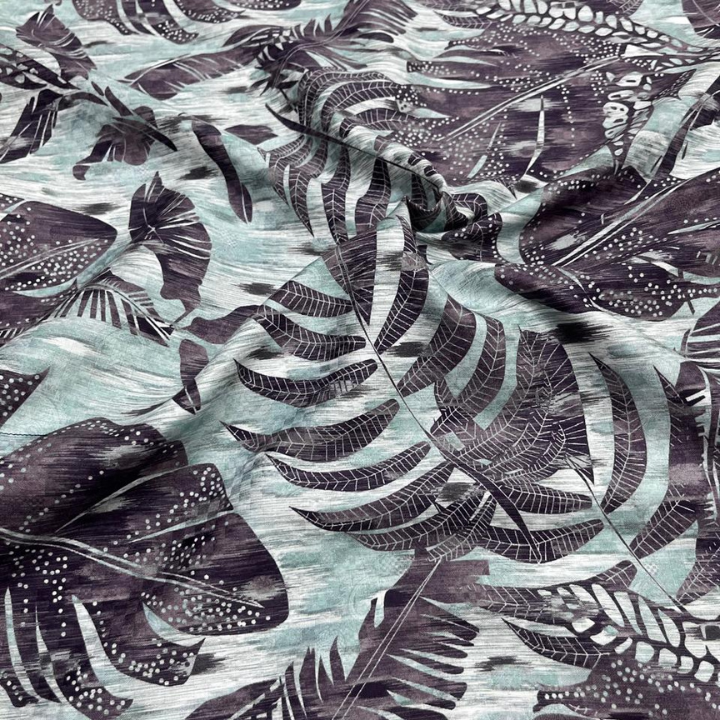 Premium Tropical Monstera Leaf Print Cotton Dobby Fabric Big Width