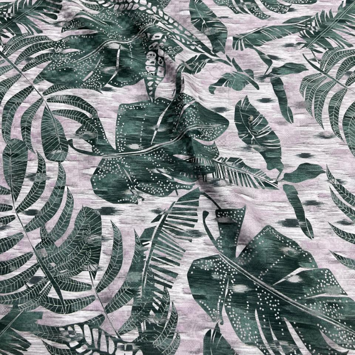 Premium Tropical Monstera Leaf Print Cotton Dobby Fabric Big Width