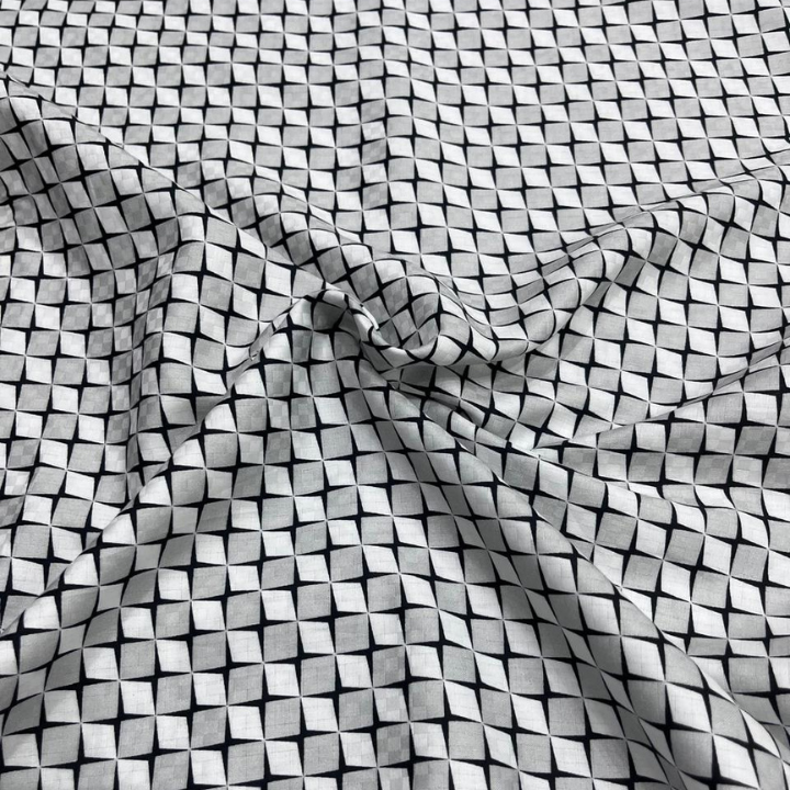 Premium Geometric Harlequin Print Cotton Dobby Fabric Bid Width
