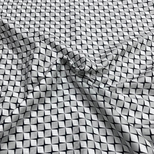 Premium Geometric Harlequin Print Cotton Dobby Fabric Bid Width