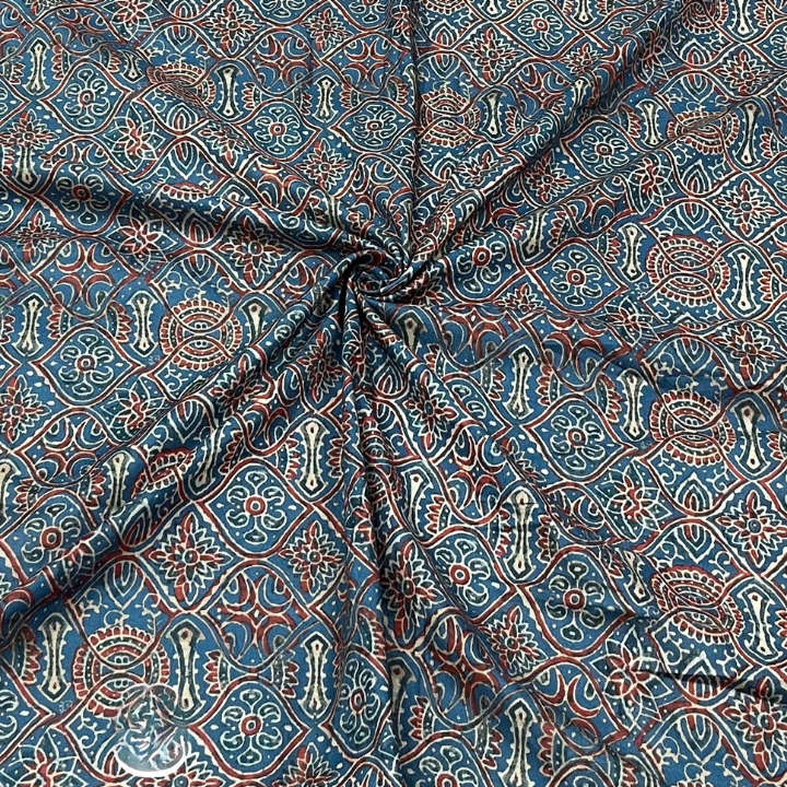 Cotton Cambric Digital Print Fabric 44 Width Intricate Ajrakh Geometric Pattern