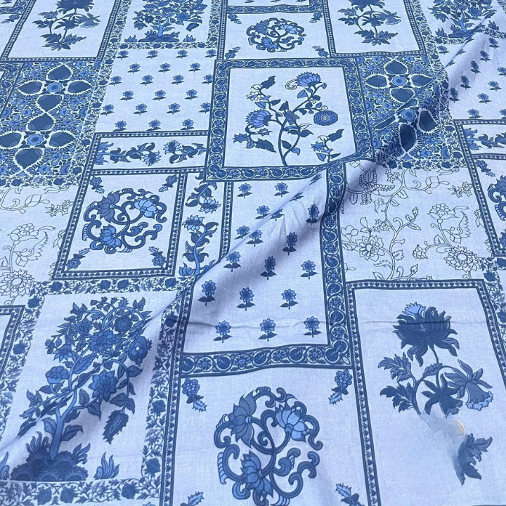 Premium Floral Panel Digital Print 100% Cotton Cambric Fabric 44 Width