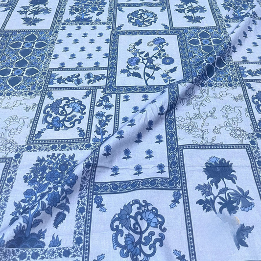 Premium Floral Panel Digital Print 100% Cotton Cambric Fabric 44 Width