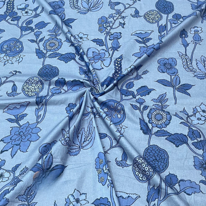 Botanical Floral Digital Print Cotton Cambric Fabric 44 Width