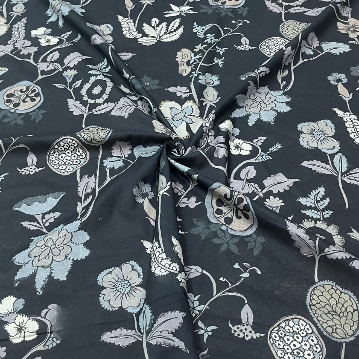 Botanical Floral Digital Print Cotton Cambric Fabric 44 Width