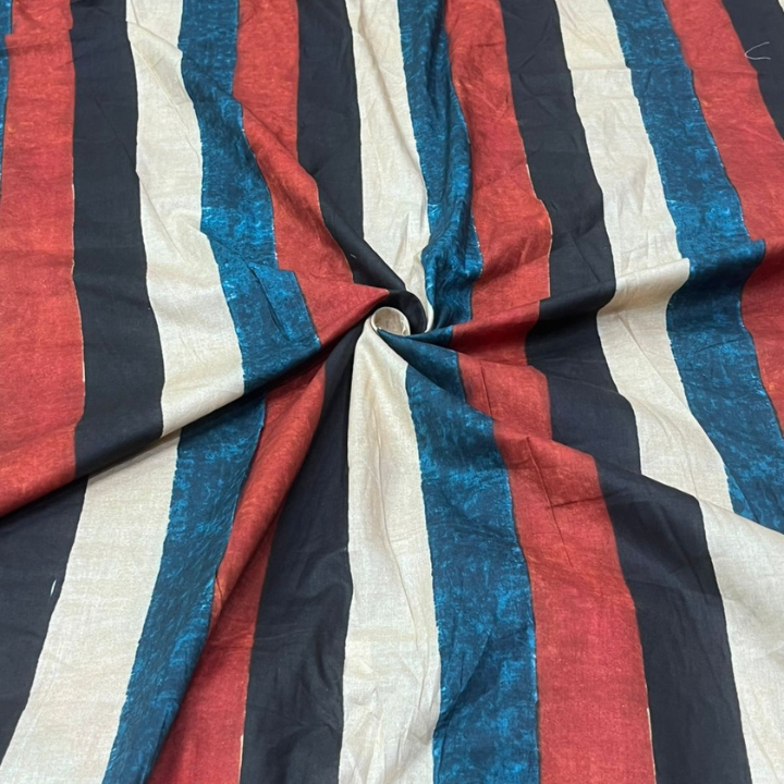 Modern Textured Vertical Stripe Pattern Digital Cotton Cambric prints 44 Width