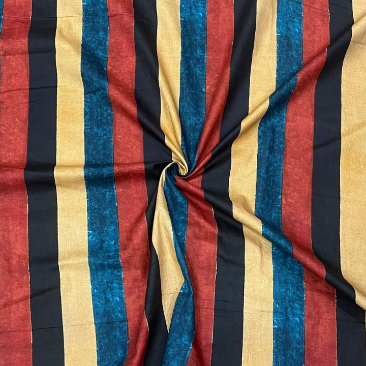 Modern Textured Vertical Stripe Pattern Digital Cotton Cambric prints 44 Width