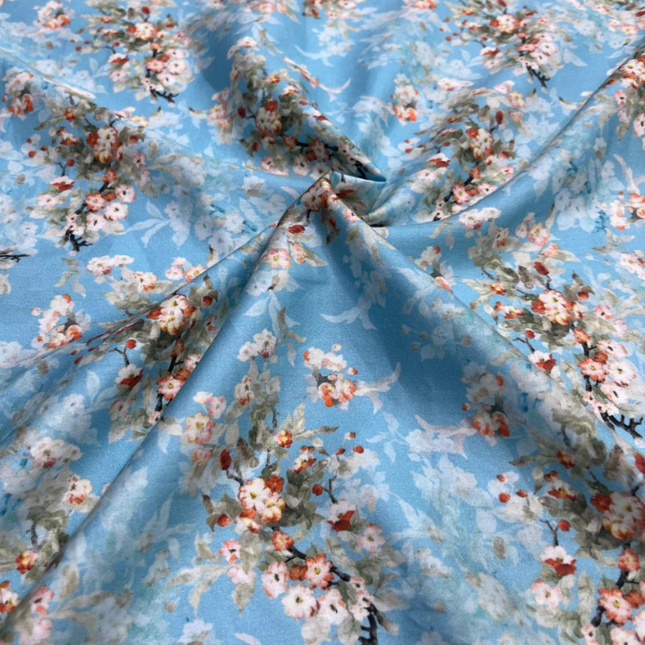 Digital Print Cotton Satin Fabric Big Width