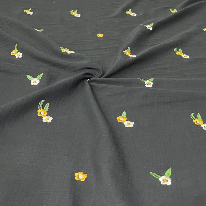 Premium Floral Embroidered Double Cloth Fabric Big Width