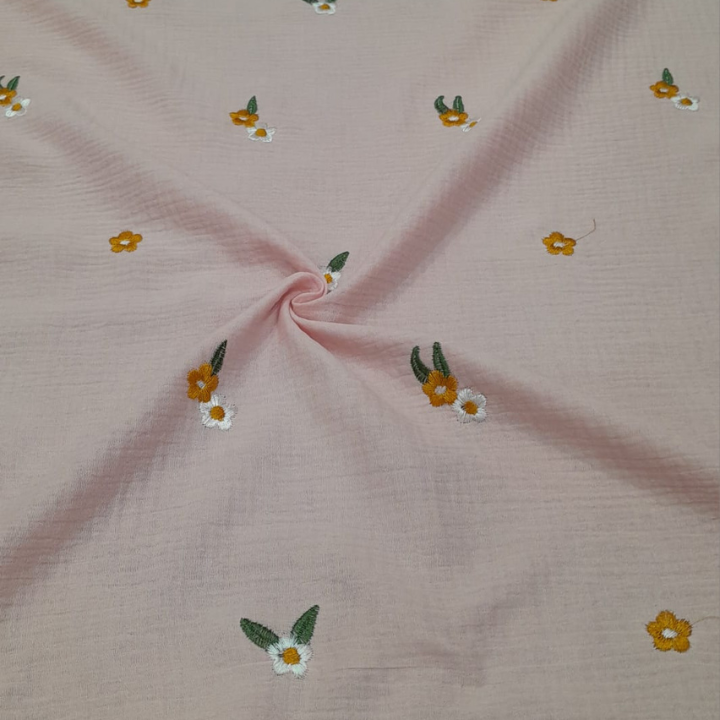 Premium Floral Embroidered Double Cloth Fabric Big Width