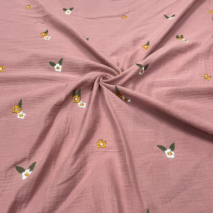 Premium Floral Embroidered Double Cloth Fabric Big Width