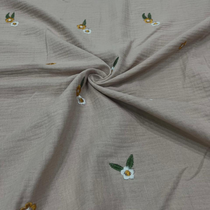 Premium Floral Embroidered Double Cloth Fabric Big Width