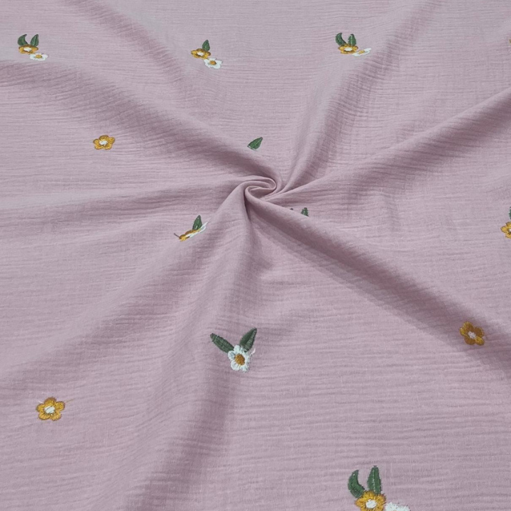 Premium Floral Embroidered Double Cloth Fabric Big Width