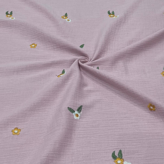 Premium Floral Embroidered Double Cloth Fabric Big Width