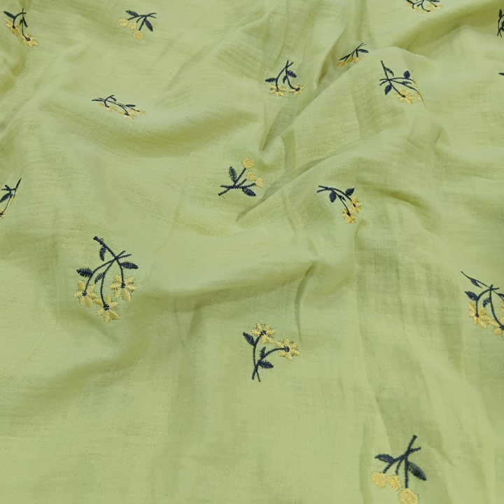 Premium Floral Embroidery Double Cloth Fabric 60 Width