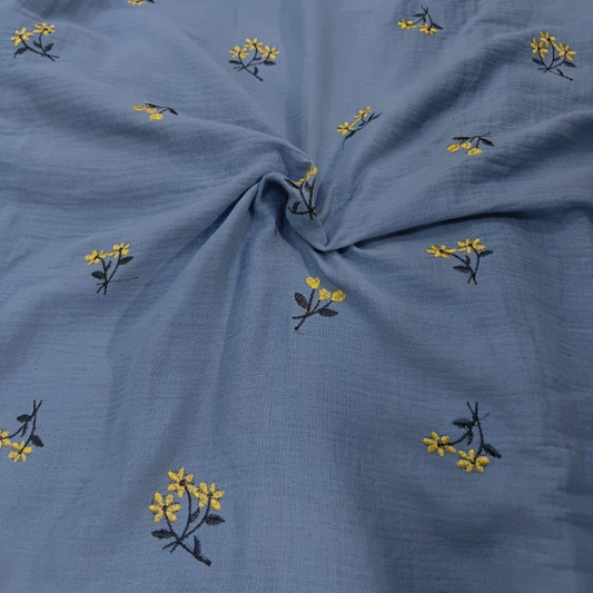 Premium Floral Embroidery Double Cloth Fabric 60 Width