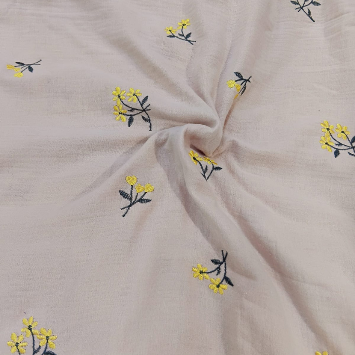 Premium Floral Embroidery Double Cloth Fabric 60 Width