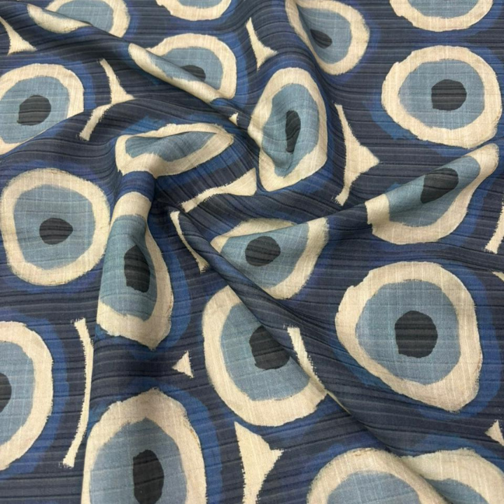 Premium Big Width Turkey Linen Fabric Evil Eye Nazar Print