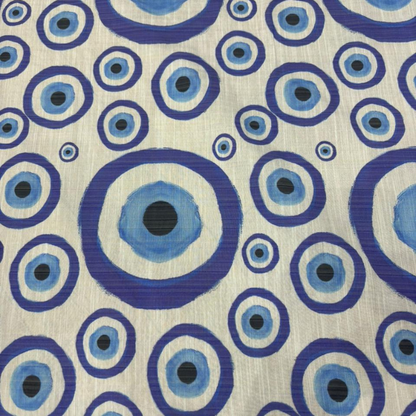 Premium Turkey Linen Fabric Bold Evil Eye Print Big Width