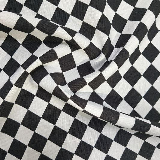 Classic Checkerboard Geometric Print Banana Fabric