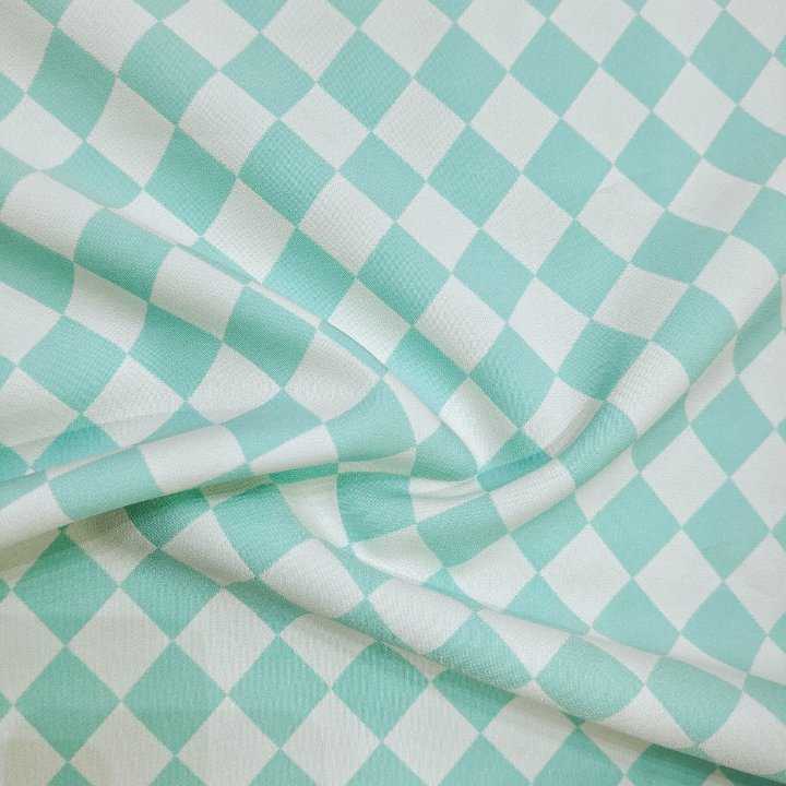 Classic Checkerboard Geometric Print Banana Fabric