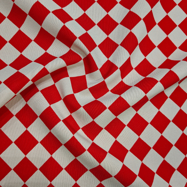 Classic Checkerboard Geometric Print Banana Fabric