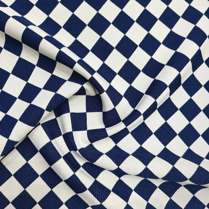 Classic Checkerboard Geometric Print Banana Fabric