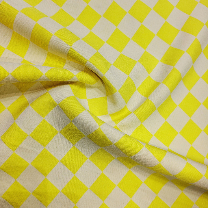 Classic Checkerboard Geometric Print Banana Fabric