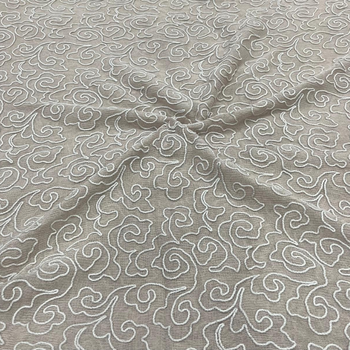 Premium Kota Net Embroidery Fabric Designer Cloud Swirl Pattern 44 Inch Width