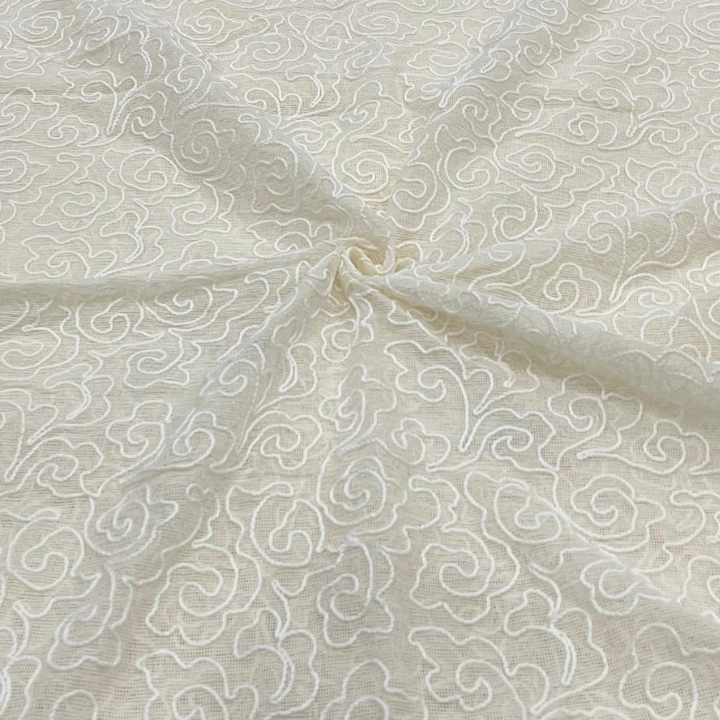 Premium Kota Net Embroidery Fabric Designer Cloud Swirl Pattern 44 Inch Width