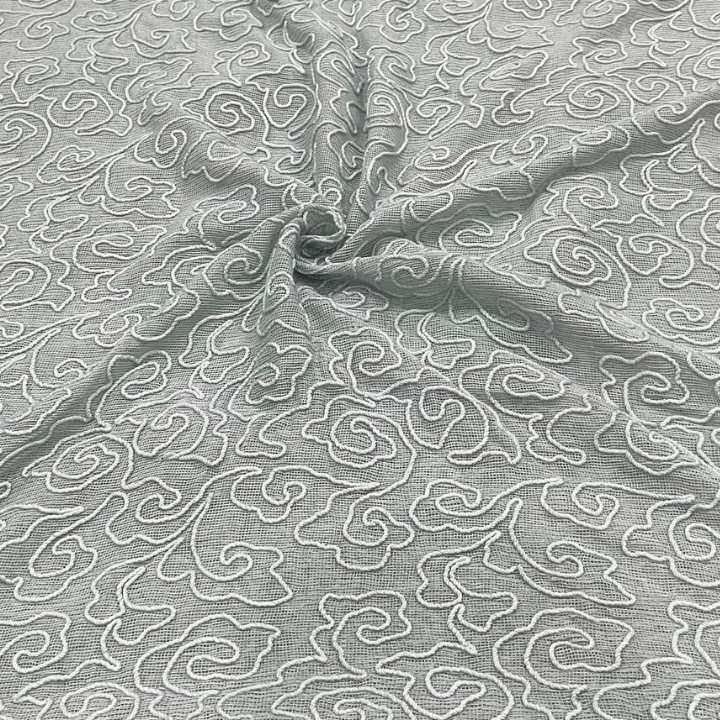 Premium Kota Net Embroidery Fabric Designer Cloud Swirl Pattern 44 Inch Width