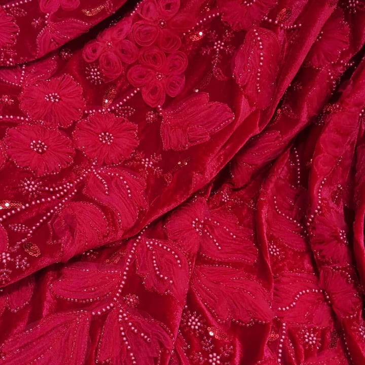 Lycra velvet embroidery