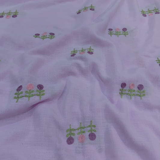 Floral Embroidered Linen Fabric Big Width for Designer Garments