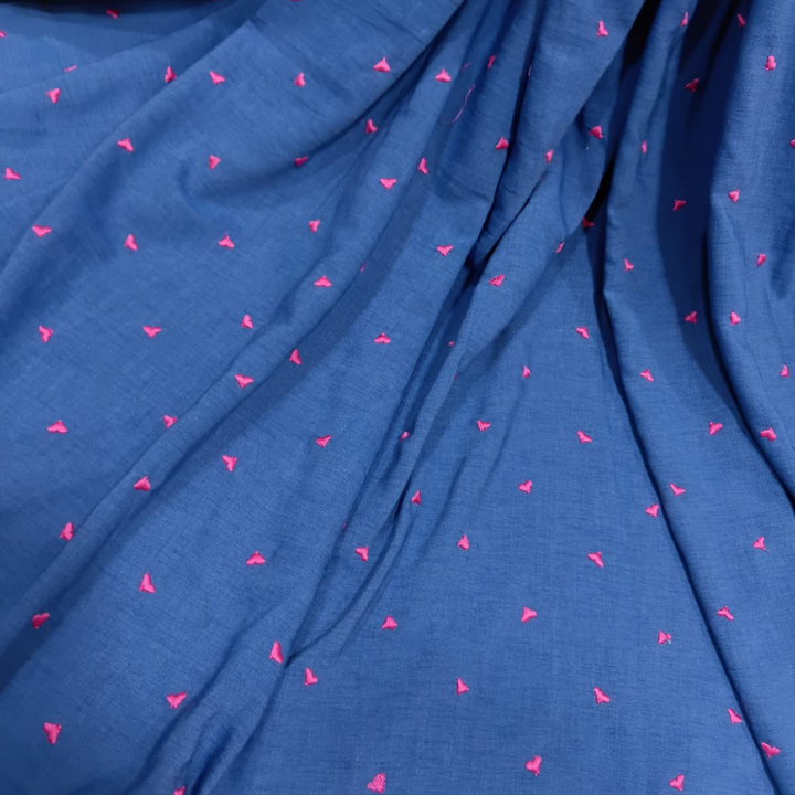 Premium Linen Embroidery Heart Shape Mini Botti Fabric Big Width