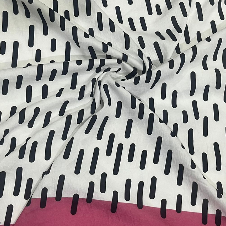 Dash Pattern Premium Linen Fabric Big Width Geometric Line Print
