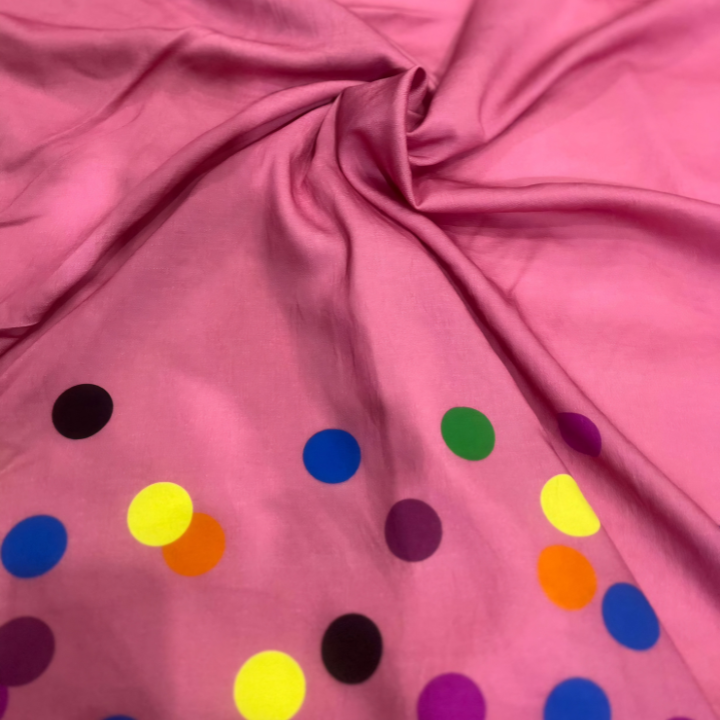 Premium Big Width Linen Print Fabric Polka Dot Pattern