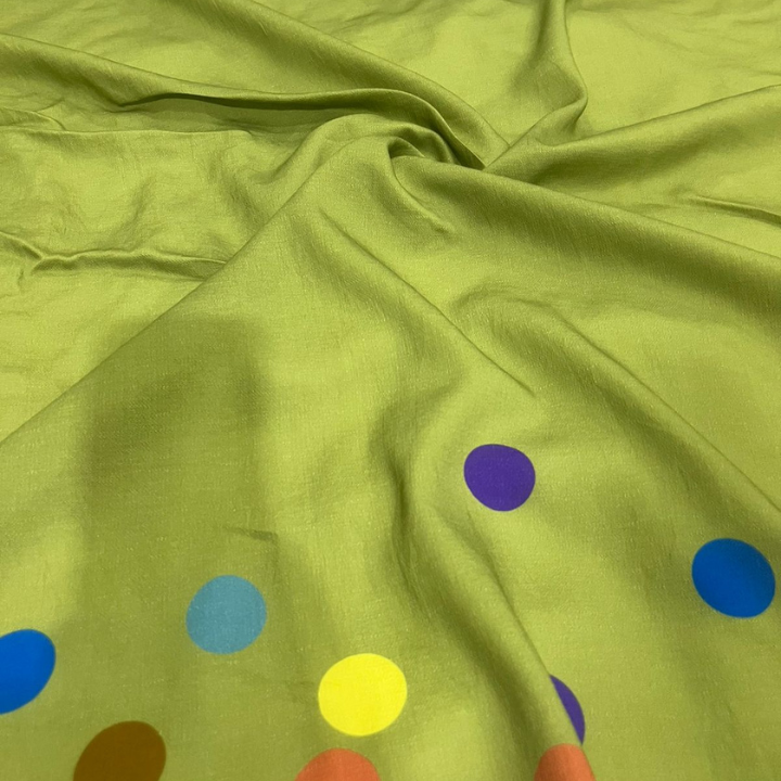 Premium Big Width Linen Print Fabric Polka Dot Pattern