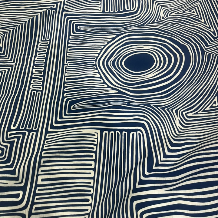 Premium Big Width Linen Print Abstract Geometric Maze Pattern