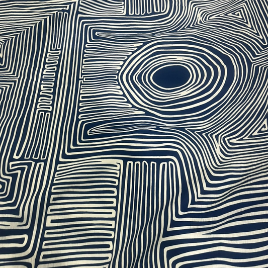 Premium Big Width Linen Print Abstract Geometric Maze Pattern