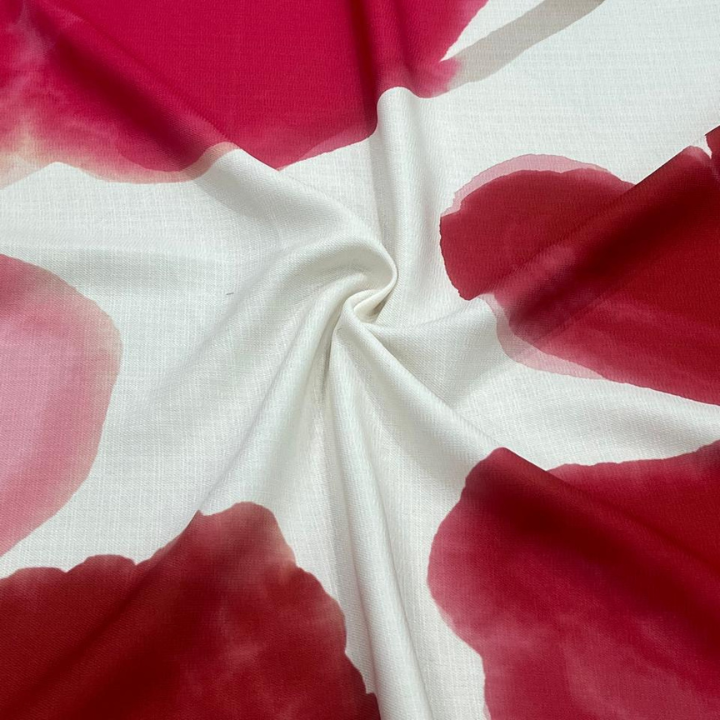 Premium Floral Abstract Linen Satin Printed Fabric 60 Inch Width Apparel & Garments