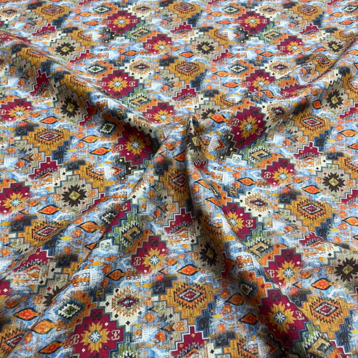 Printed Linen Lycra Fabric Breathable Big Width